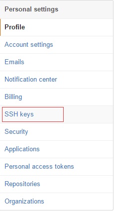 选择左侧导航 SSH keys